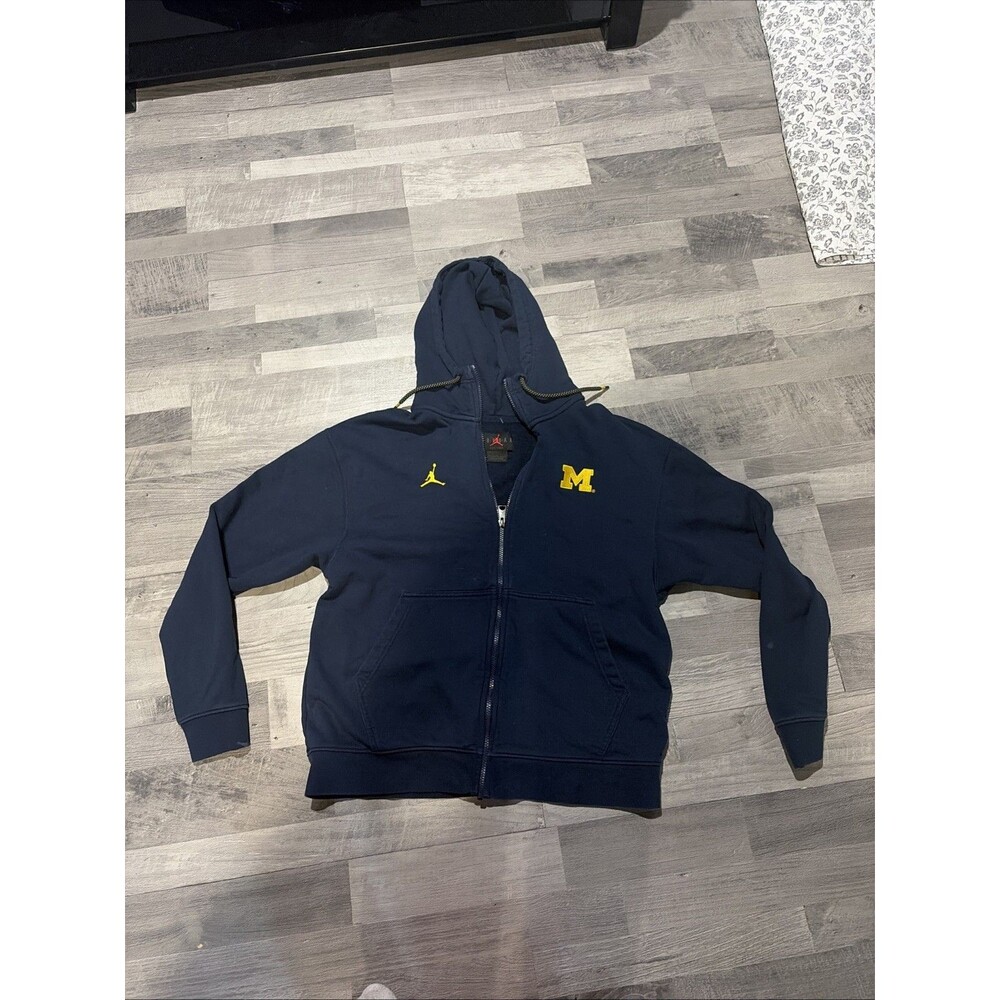 Michigan Wolverines Hoodie Sweatshirt Mens Large Jordan Jumpman Full Zip NCAA